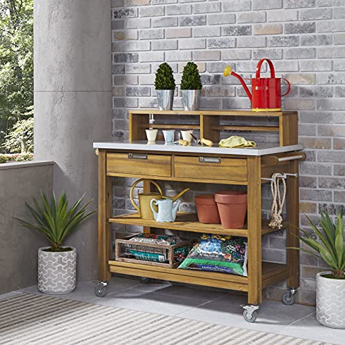 Homestyles-Maho-Potting-Bench-Brown Homestyles Maho Potting Bench Brown