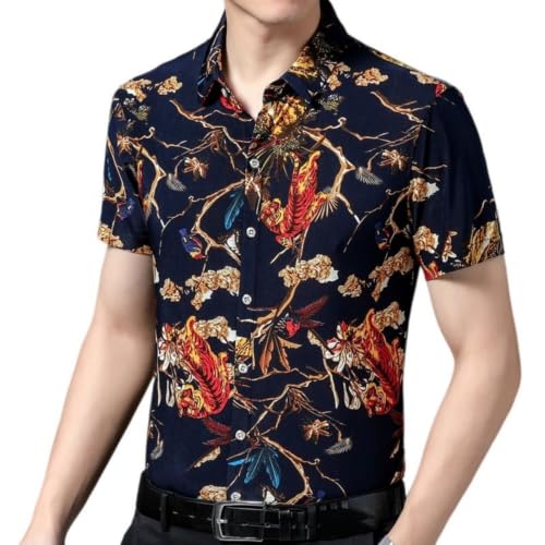 Chemise col rabattable motif floral chic et intemporel pour homme