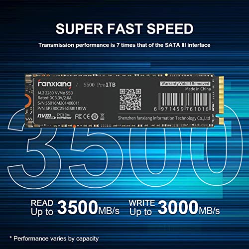 Fanxiang S500 Pro 1TB NVMe SSD M.2 2280 PCIe Gen3x4 3500MB/s TLC
