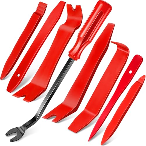 Image of Doaho 8Pcs Auto Trim Disassembly Tool Set,Nylon Plastic Fasteners Remover Tools for Car Dash and Upholstery,Car Door Panel Trim Removal Tool Kit with Storage Bag,No Scratch Auto Interior Remover - Red