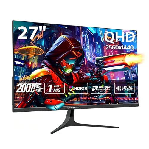 27 inch 1440P Gaming Monitor, 180Hz/144Hz Fast IPS 2K Computer Monitor with Speaker, Free-Sync & G-SYNC, 125% sRGB, HDR10, HDMI x2, DisplayPort x2, Compatible with Switch/Xbox/PS5, VESA Mountable