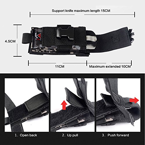 Yakeda Multitool Pouch Sheath Folding Knife Sheath Pouch For Belt Molle Flashlight Mag Pouch (Black Cp) #TOP3
