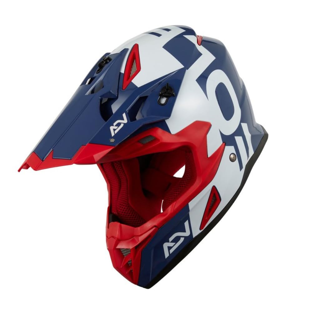 EOLE Casque Cross Advance Bleu et Rouge - Homologué ECE R 22.06 - L (59-60cm) - Coque ABS