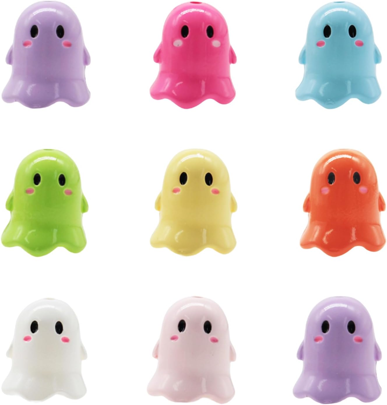 Decoendiy 30Pcs Acrylic Ghost Shaped Beads, Cute Halloween Cartoon Beads, Loose Ghost Spacer Bead, for Jewelry Making DIY Bracelets Necklaces Crafts Supplies (Mix) - Image 2