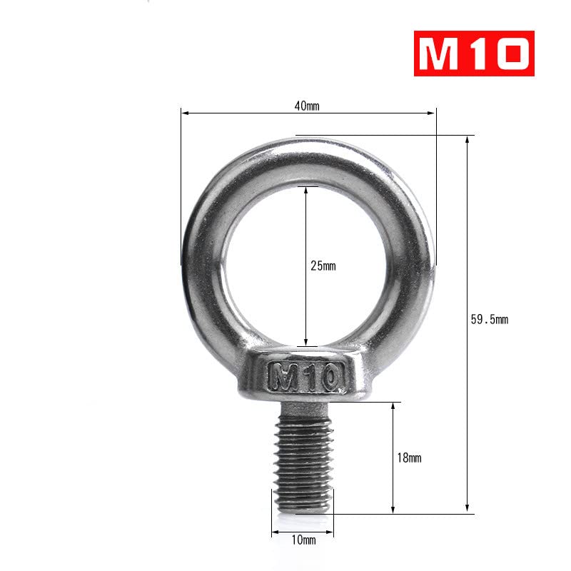 Lot de boulons à œil en acier inoxydable 304, anneaux soudés fermés M10