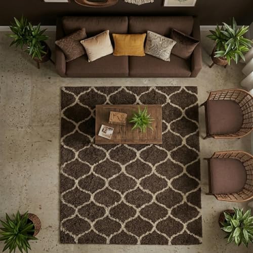 Image of Ultra Premium Shaggy Polyester Micro Rug | Super Soft Fluffy Carpet | Non-Slip Washable Area Rug for Bedroom Living Room - (Coffee M, 4x6 feet, Rectangular)