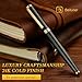 BEILUNER Black Fountain Pen,Stunning Luxury Pens with 24K Gold Accents, Gorgeous 24K Gilded Nib(Fine), Trustworthy Pen Gift for Men&Women -Ink Converter-Elegant, Reliable,Fancy Pen for Writing