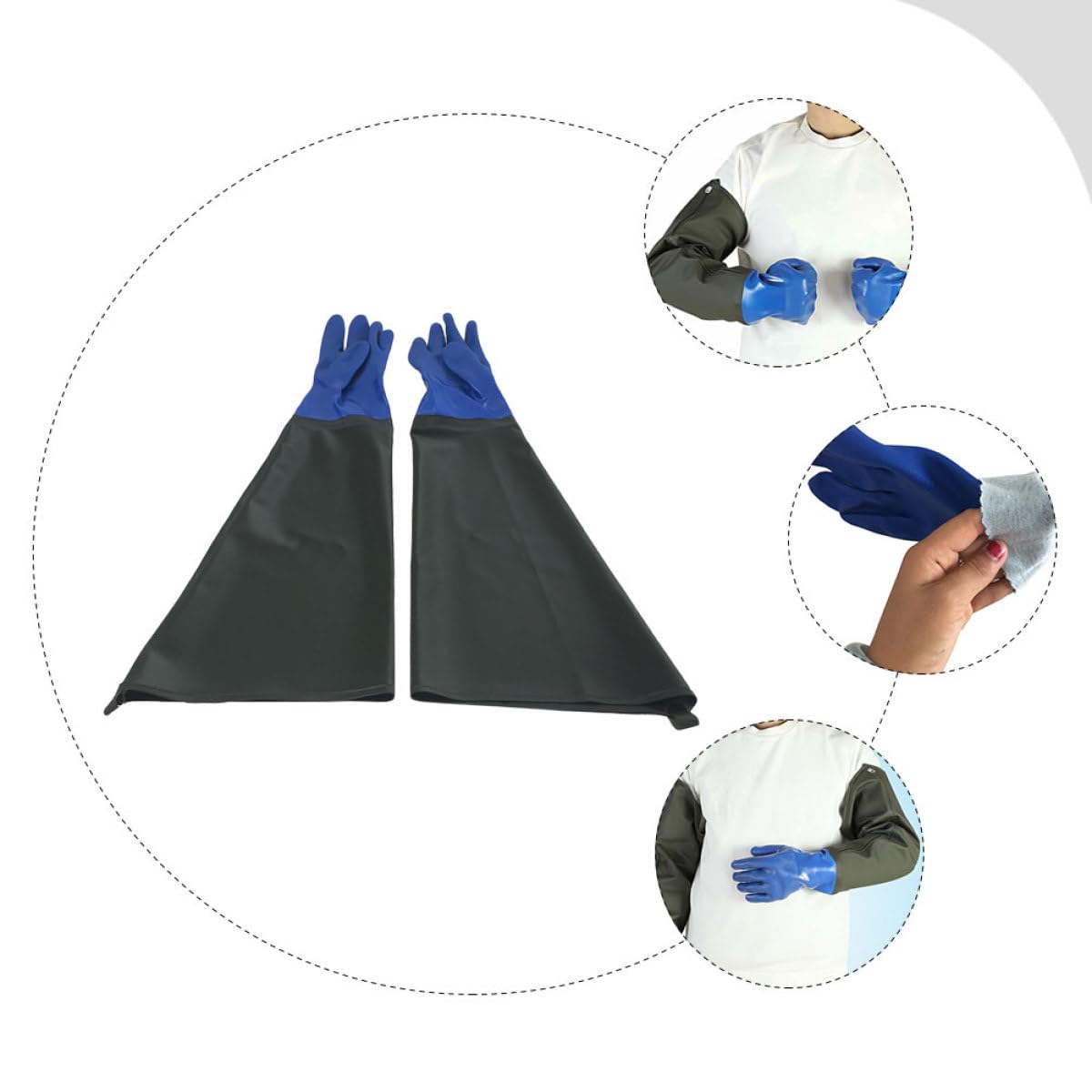 TIDTALEO Guantes de PVC Industriales Resistentes al Aceite y Ácido Antideslizantes Impermeables Talla Larga en Color Verde Militar para Trabajo Químico Limpieza y Protección
