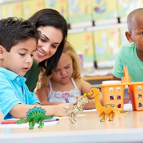 tiopeia 12 Stück Dinosaurier Holz Bastelset für Kinder Drachen Geburtstag,3D Puzzle Holz zum Bemalen und Basteln DIY Dino Holzbastelsets Kreative Kinderspielzeug Bemalen Handwerk für Jungen Mädchen