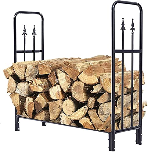 Estante de leña resistente para uso en interiores y exteriores, almacenamiento de madera premium y soporte para chimenea con construcción resistente