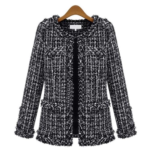 10 Best Tweed Blazers for Women That Elevate Any Outfit 2 ebossy Women's Elegant Open Front Round Neck Fringed Plaid Tweed Jacket