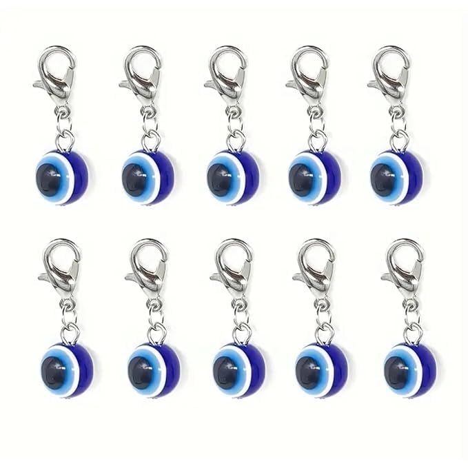 Plastic 10 Pcs Blue Evil Eye Keychain Amulet Lucky Alloy Key Ring Pendant for Bags Backpacks Cars Charm Souvenir Gift for Friends Unique Keychain for Women and Girls Cherry Design Bag Charm-image-33
