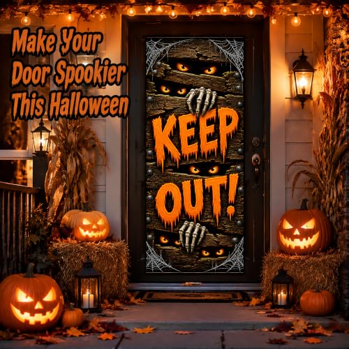 Image of Halloween Door Decorations - Halloween Keep Out Door Cover