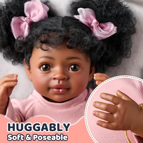Muñeca realista BABESIDE reborn de 20 pulgadas negra miniatura 6