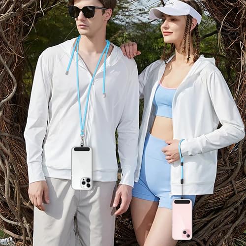 Image of takyu Phone Lanyard, 2 Pack Adjustable Cell Phone Lanyard Crossbody Neck Strap and 2 Pack Phone Wrist Strap with Tether Tabs Compatible for iPhone Smartphones-Black Blue