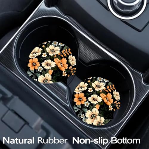 50% Off 2 Pack Flowers Car Coasters - Universal Anti-Slip Rubber Mats - Image 2