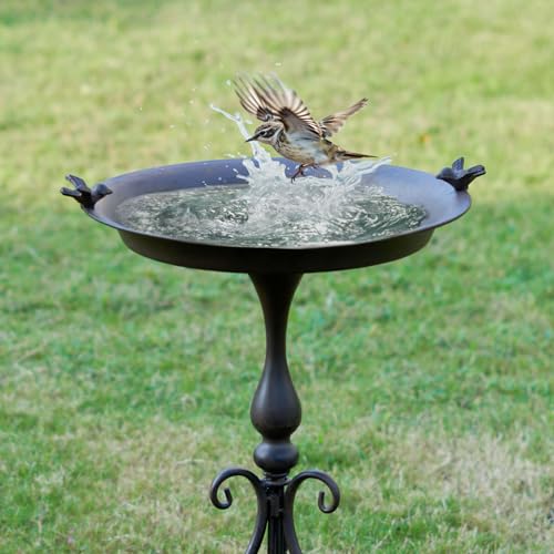 MNRYLKB Dia 18' W*28' H Large Metal Bird Bath with Stand, Bird Baths for Outdoors, Metal Birdfeeder,for Garden Yard Decor