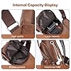 Aucuu Sac de Poitrine Homme en Cuir, Étanche Sac Sacoche Bandoulière Homme PU Cuir Rétro avec USB Ports, Sac en PU Cuir Bandoulière Sling Bag Grande Capacité pour Affaires Randonnée Cyclisme Voyage #3