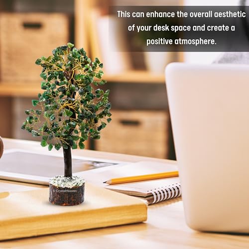 Image of Crystal Heaven Certified Green Aventurine Crystal Tree for Good Luck - Healing Crystals Money Tree for Wealth, Positive Energy at Home Office - Decorative Spiritual Gifts for Vastu, 9 x 25 Cm