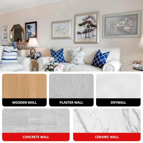 Image of Silver Picture Hangers, 136 PCS Heavy Duty Picture Hanging Hooks with Nails on Drywall /Wooden Wall, Metal Hardware Kit for Pictures, Frame, Mirror, Holds 10-100 LBS