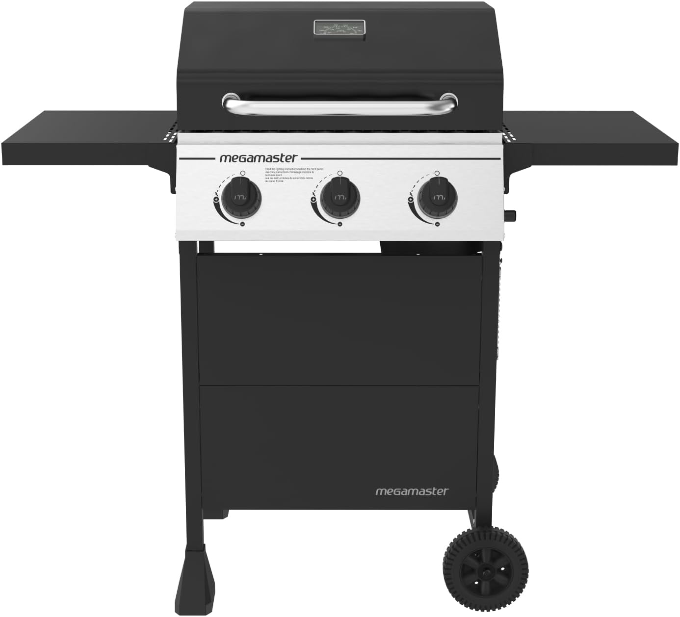 Megamaster 3-Burner Propane Gas Grill with Folding Side Tables