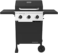 Megamaster 720-0988EA 3-Burner Propane Gas Grill: 30,000 BTU, 430 Sq In Cooking Space, Folding Shelves, Stainless Steel Panel for Patios & BBQs