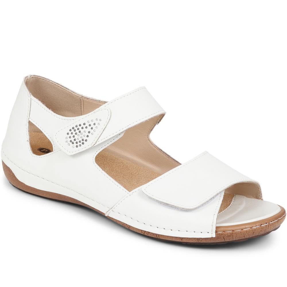 Pavers Women's White Touch-Fasten Sandals In | : Size 5