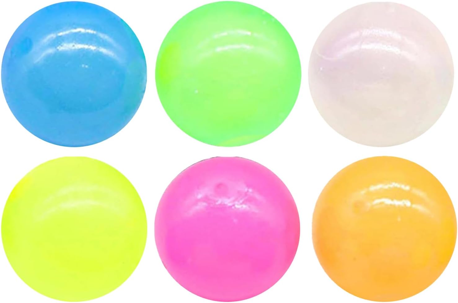 6 Pieces Sticky Balls Ceiling Glow In The Dark Fidget Toys Rubber 4.5cm Glorb Balls In The Dark Fidget Toys Night Stress Ball For Adults Funny High Bounce Lighting Ball Decor Sensory Toy