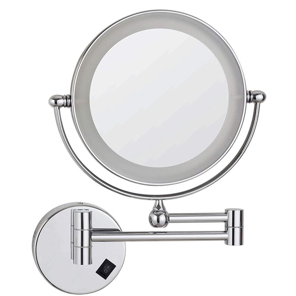 Specchio per Trucco a Parete con ingrandimento, Specchio cosmetico da Bagno bifacciale Premium da 8'', Girevole a 360 Gradi, Braccio Estensibile, Roto
