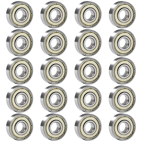 AOICRIE 20 Pack 608ZZ Kugellager, 608zz Metall Double Shielded Miniatur Rillenkugellager (8mm x 22mm x 7mm) (20 Pack 608 ZZ) Cover