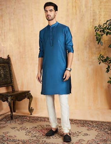 Image of Amazon Brand - Symbol mens Festive Long Kurta & Pyjama Set (2pcs)