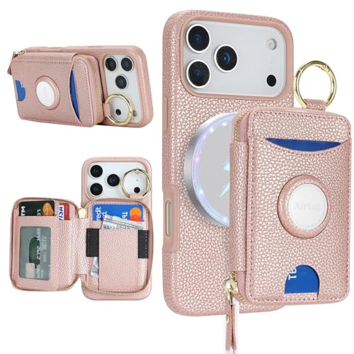 Cavor iPhone 17 Pro�pMagSafe�Ή� AirTag�z���_�[�t���E�H���b�g�P�[�X�A2�C��1 PU���U�[���C���O���\�J�[�h�z���_�[�����O �L�b�N�X�^���h �W�b�p�[�d�b�P�[�X �����p �j���p ���[�Y�S�[���h