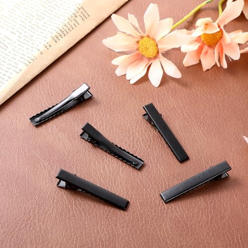 100 Pinzas metal negras para cabello tipo aligátor miniatura 7