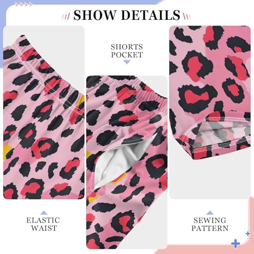 Boys' Pants Leopard Print Cute Cheetah Spot Pink Long Bottoms Jogger Pants Elastic Waist Trousers with Pockets S-XL4