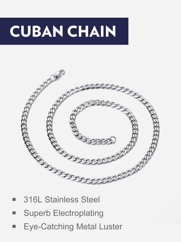 Miniatura 8 de Bandmax 316L Stainless Steel Men Cuban Curb Link Chain Necklace Gift 3mm6mm9mm12mm Width Heavy Dense Punk Miami Necklace For Men Women 14Inch-30Inch