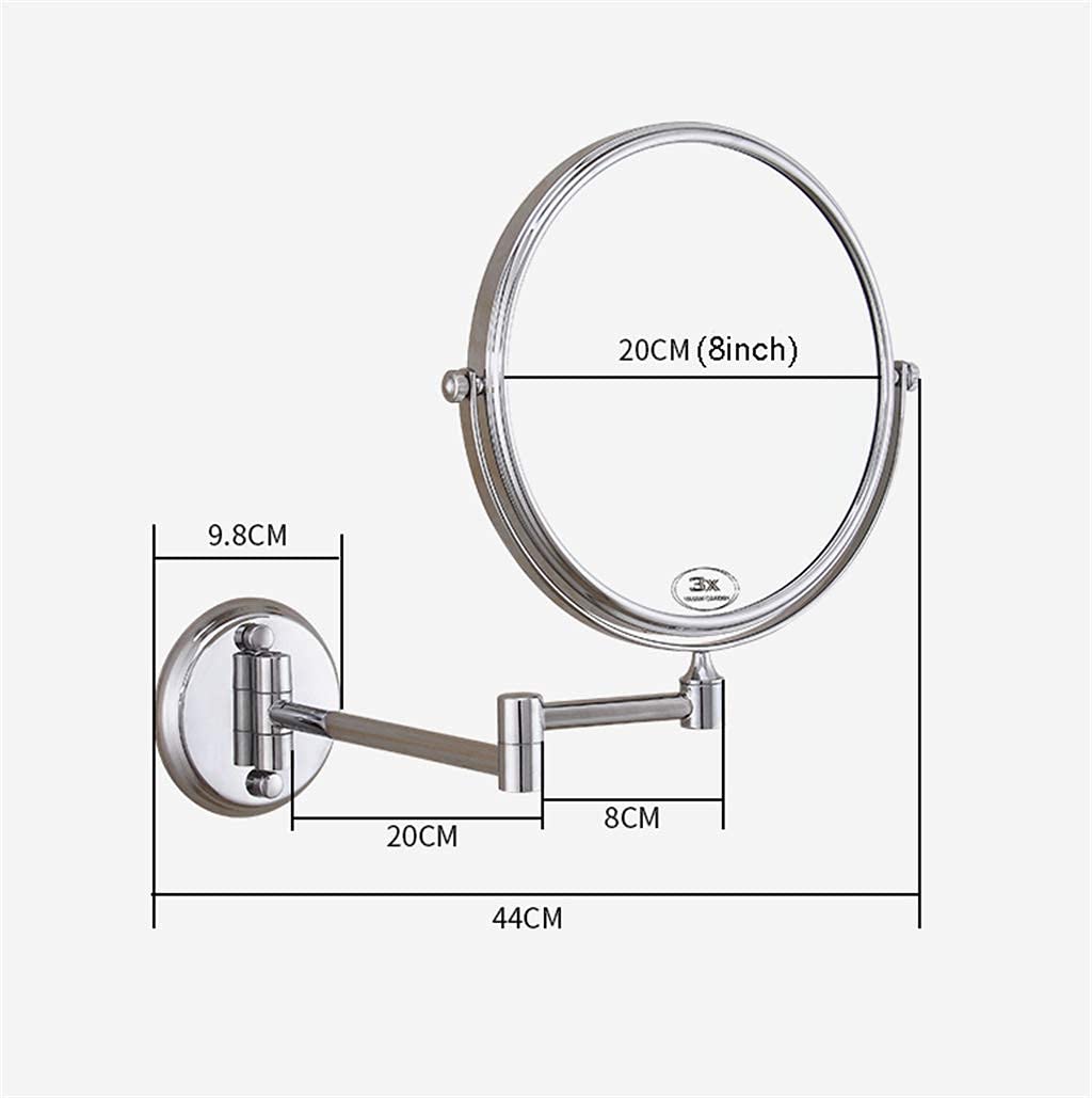 Espejo de Pared Espejo de baño Espejo de maquillaje Espejo de maquillaje de pared de doble cara Tocador de maquillaje de baño de afeitado con 3 aumentos giratorio Acabado dorado (8 pulgadas) (# 2 20 c