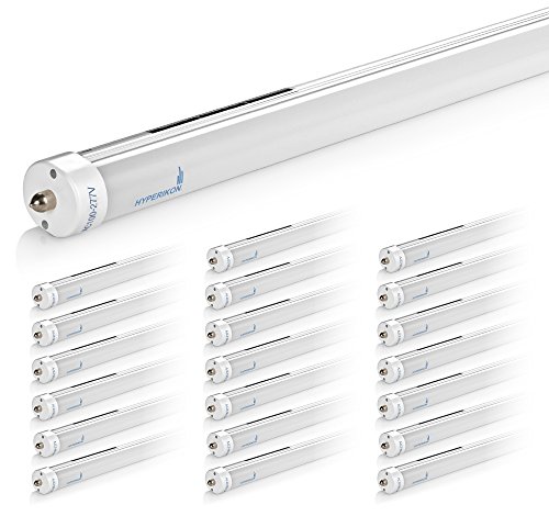 Hyperikon 8 Foot LED Tube, T8 T10 T12 36W=75W, Ballast Bypass, Frosted Lens, UL, Crystal White, 20 Pack