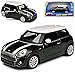 Mini Cooper S F56 New Hatch 3 Türer Dunkel Grün Fast schwarz mit Weissen Streifen und Dach Ab 2014 ca 1/43 Maisto Modell Auto mit individiuellem Wunschkennzeichen