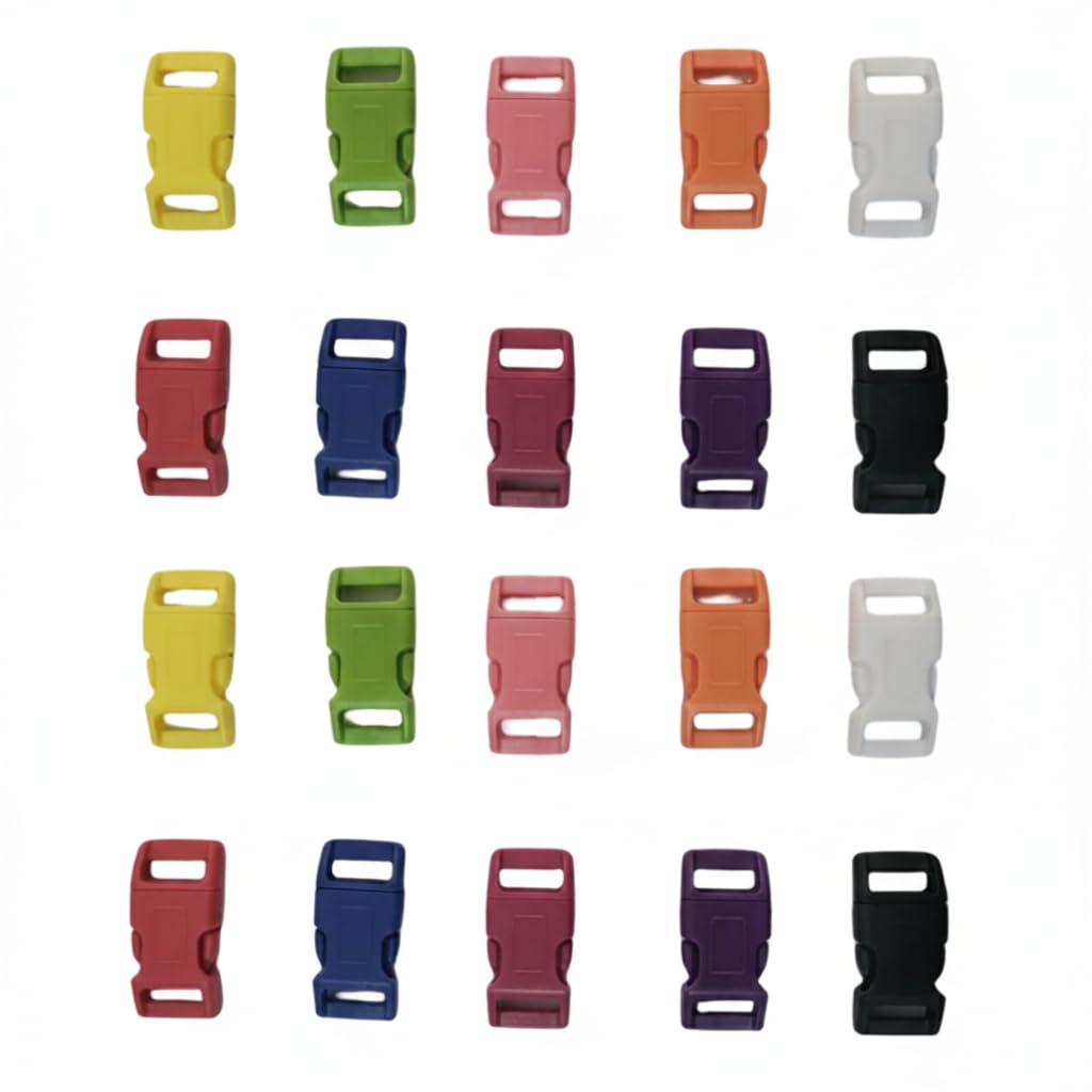 Plastic Side Release Buckles for Paracord Bracelets,Craft work and etc (11 MM Multiple Colors PACK OF 20)-image-9