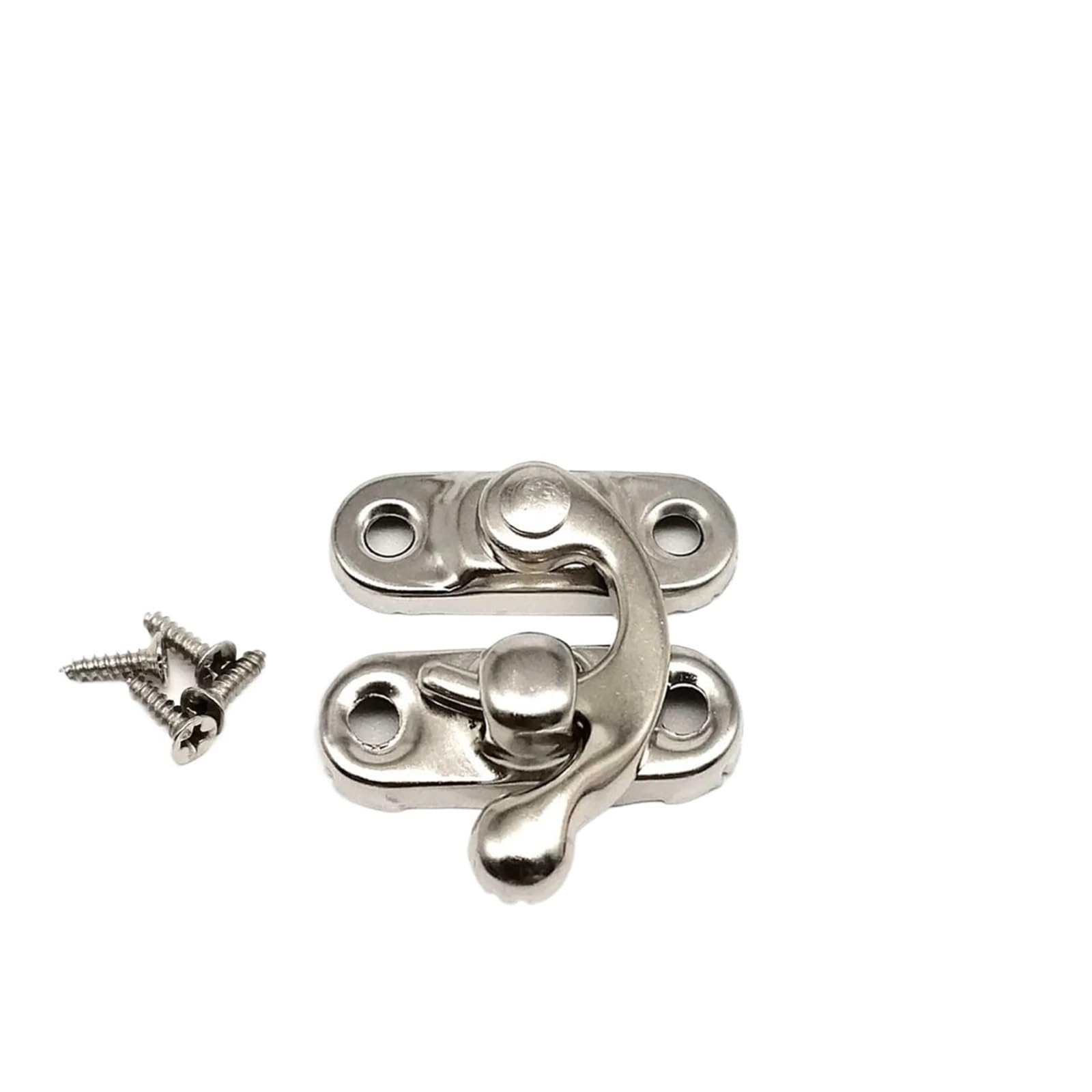 12pcs Box Toggle Latch Hasp Hook Lock Closure for Wooden Jewelry Chest Case Leather Bag Handbag Suitcase with Screw for Boxes v(Medium Silver)