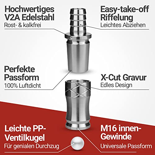 Shisha-Schlauchadapter 18/8 Schliff Rostfreies V2A Edelstahl - 2-teilig inkl. Ventilkugel - Universal für jede Shisha… – Bild 4