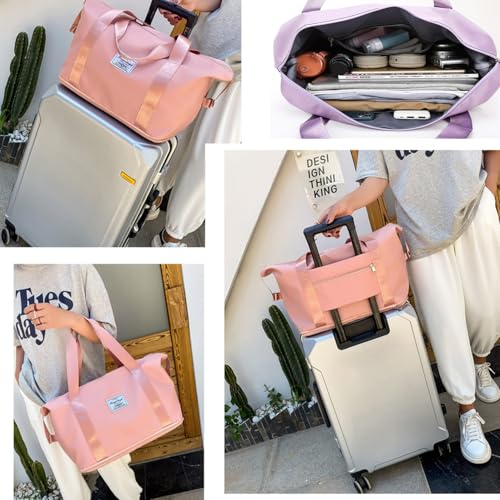 Waterproof Expandable Tote Duffel Bag,Gym Storage Bag Travel Sundries Luggage Storage Airline Weekender Overnight Bag (Gray)3