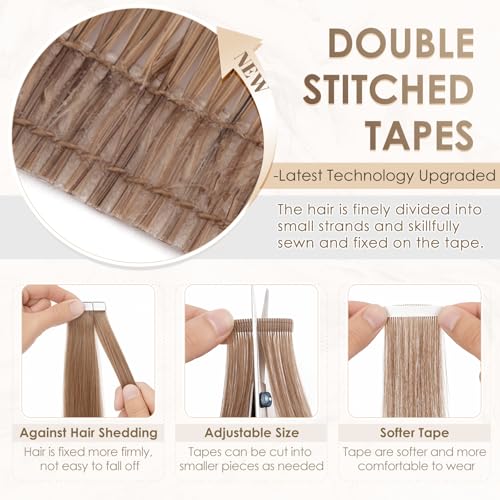 Elailite 20 Pcs Tape in Hair Extensions Real Human Hair - Image 2