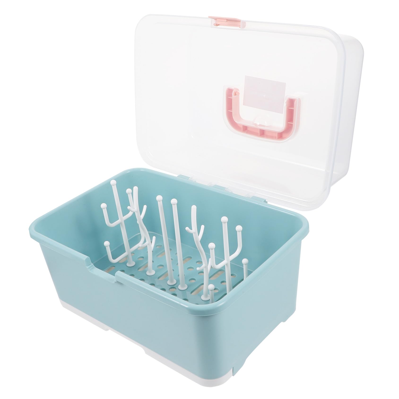 FRCOLOR Babyflaschen Trockenbox mit Abtropfhalter für Babyflaschen und Schnuller Große Aufbewahrungsbox aus Robustem Kunststoff Frei Stillzubehör für Babypflege und Babypflege
