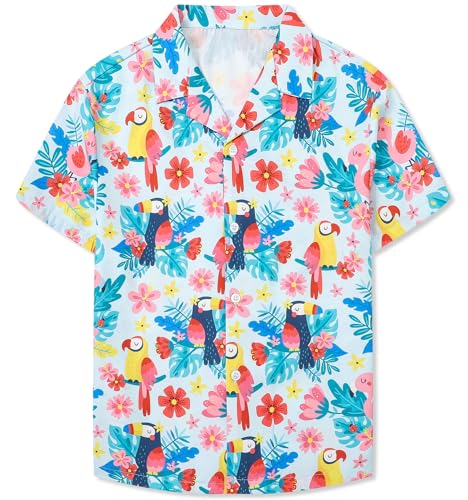 Image of SANGTREE Girls & Women's Hawaiian Shirts Button Down Short Sleeve Floral Tropical Shirt Beach Vacation Blouse Tops