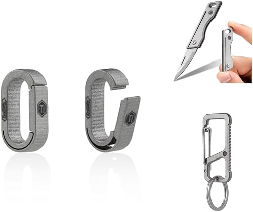 Miniatura 1 de KeyUnity KA29SW Mini Split Key Ring Quick Release Key Organize, KM06 Keychain Carabiner Clip & KK06 Mini EDC Pocket Knife Bundle