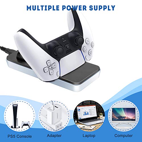 51h7kcdCAIL Bestico Chargeur pour Manette PS5, DualSense Playstation 5 Station Double USB Support de Charge Rapide pour Sony DualSense PS5 Contrôleur Sans Fil