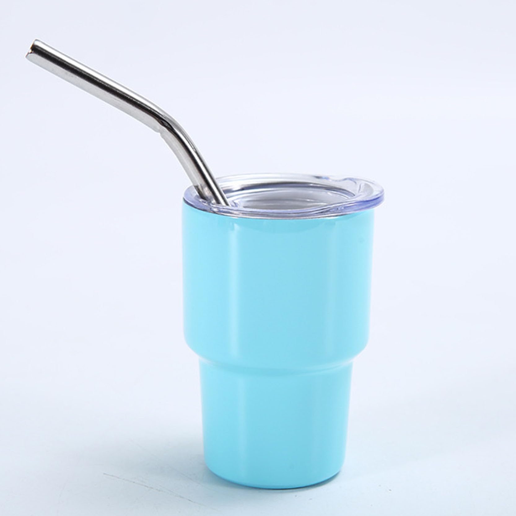 Lot de 10 Verres à Shot de 56,7 g avec Couvercle et Paille, Mini Verres à Shot Portables en Acier Inoxydable 304 isolés sous Vide à Double paroi,Blue B-2oz