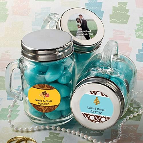 Personalized Glass Mason Jars with Custom Label and Message for Wedding, Bridal Shower, Baby Shower, Birthday, Quinceanera, Sweet 16, Communion, ...
