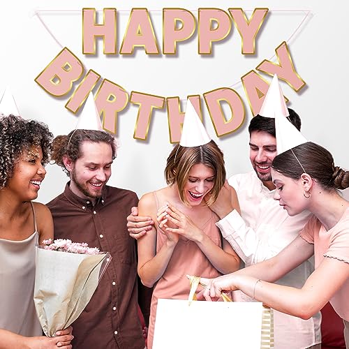 Image of Pre-Strung Happy Birthday Banner - Rose Gold Party Decorations